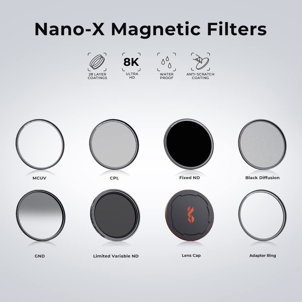 K&F Nano-X Series, MCUV+CPL+ND1000+Magnet Adapter 28 Multi-Layer | Include Bag | 82MM SKU 1627