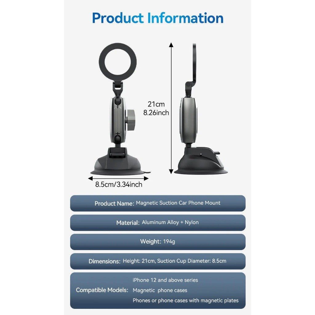 Telesin P3-SUS-02 Car Magsafe Suction Cup Mount