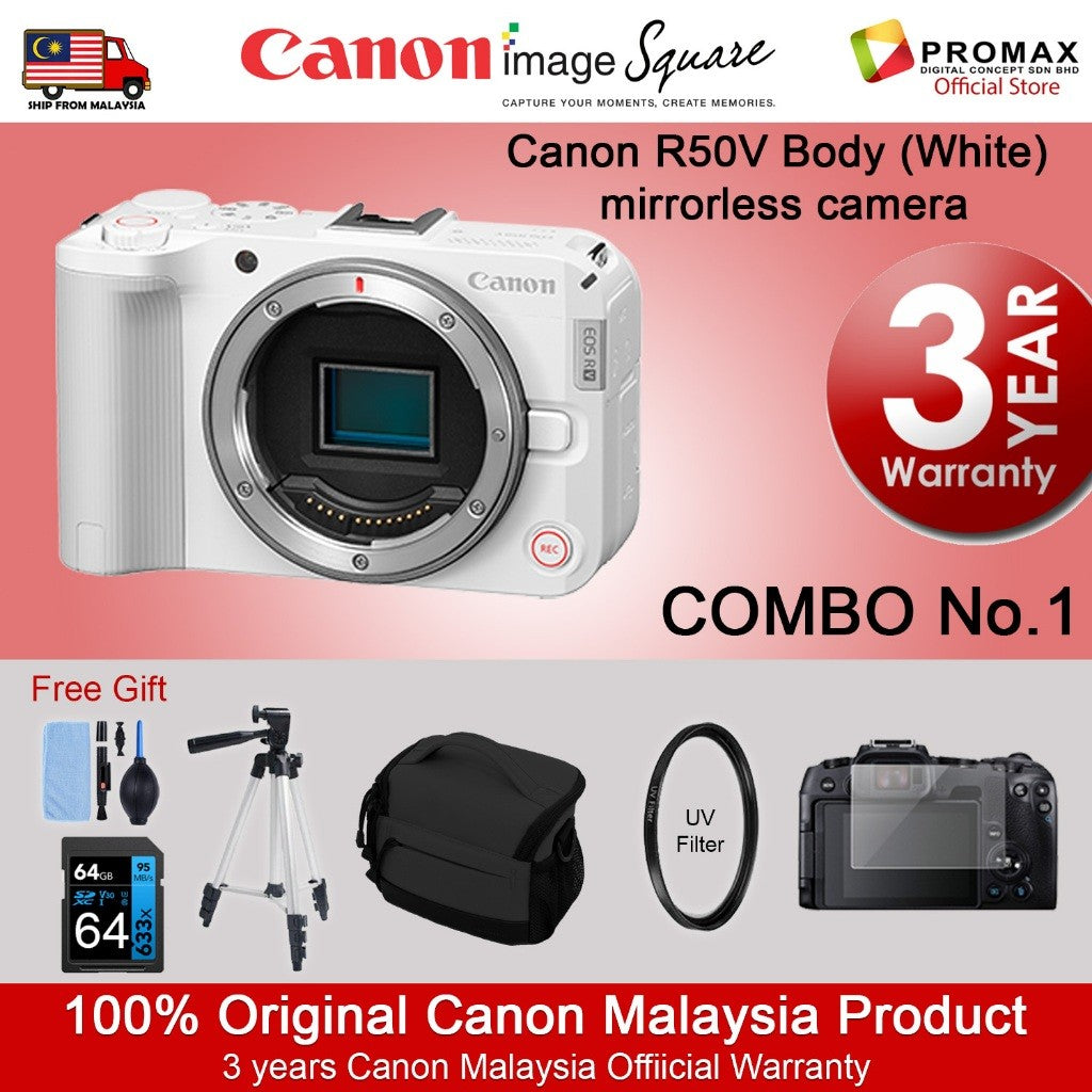 Canon EOS R50V with lens RF-S14-30mm F4-6.3 IS STM PZ Canon Malaysia R50 V 3years warranty HG-100TBR