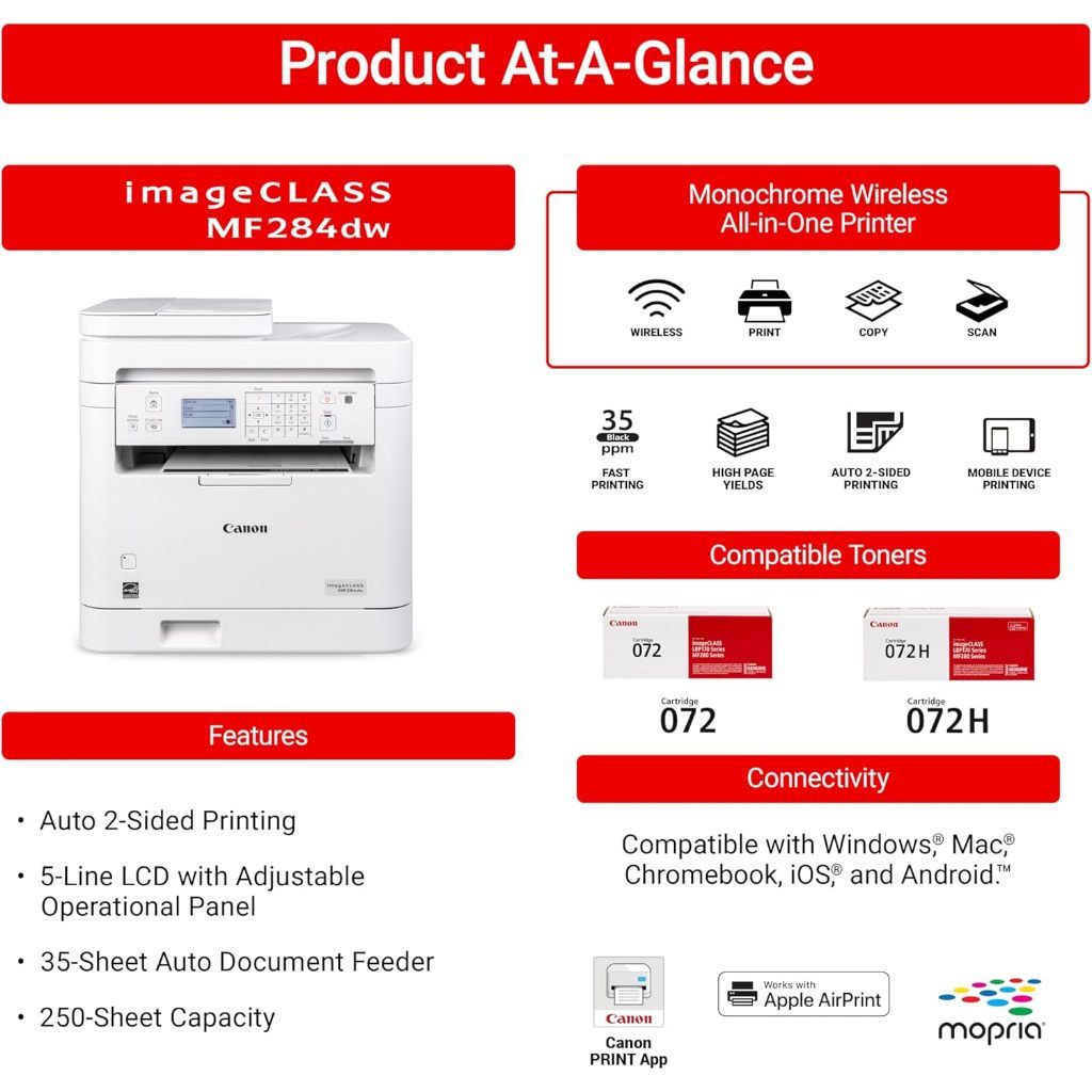 CANON imageCLASS MF275DW/ MF284DW Wireless 4-in-1 Monochrome Multifunction for Home and Small Offices Printer