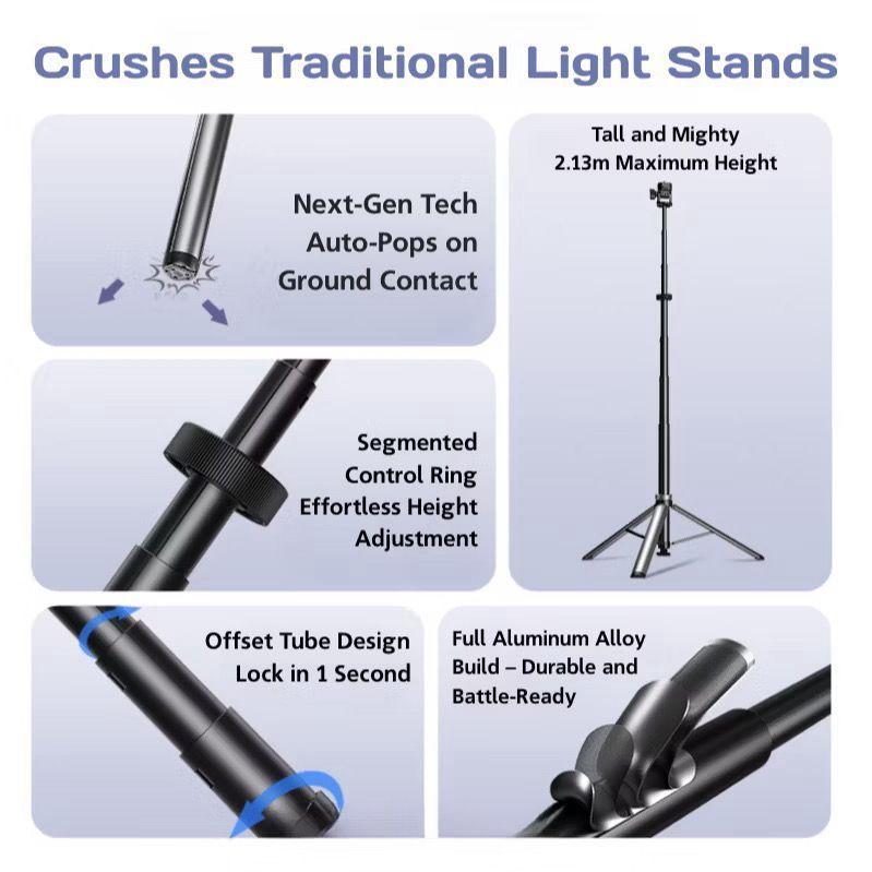 LEEKAI 力凯 LK-56 LK56 LIGHTWEIGHT PORTABLE STAND MONOPOD TRIPODAuto Open Quick Unfold Quick Release