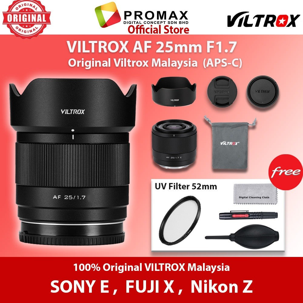 VILTROX AF 25mm f1.7 AF APS-C Lens for (SONY E , FUJI X , NIKON Z)