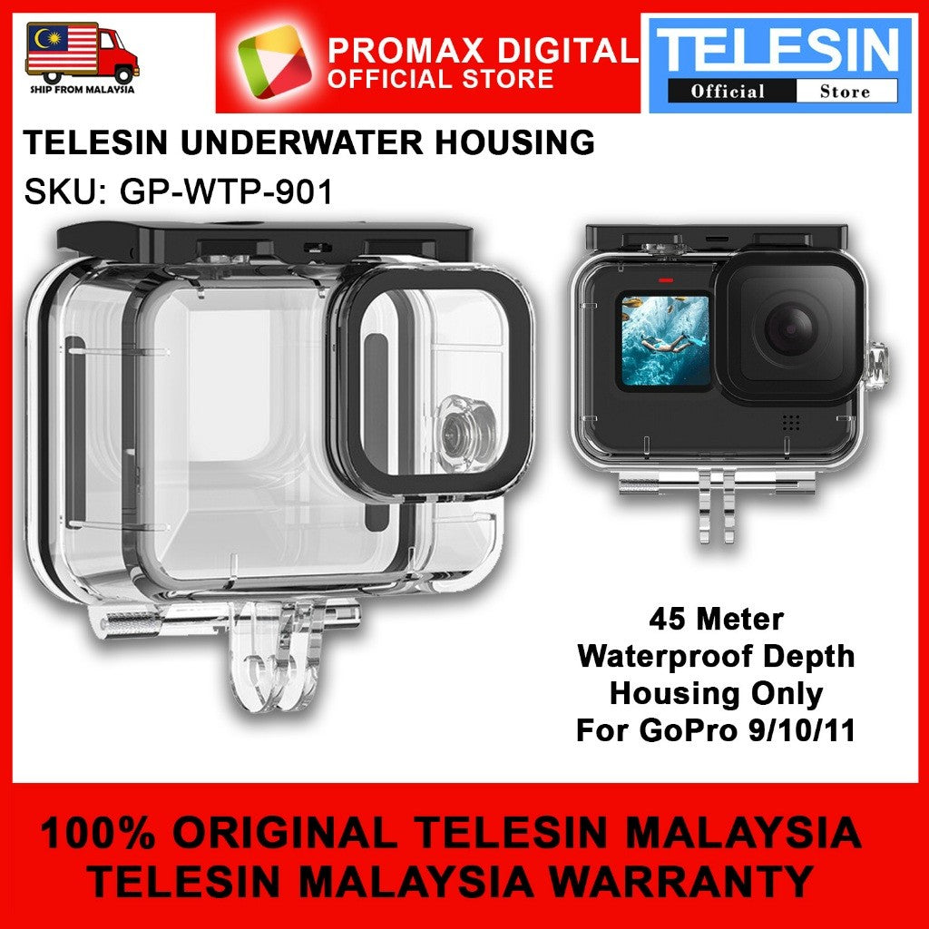 TELESIN 45M Underwater Housing Case Waterproof Cover for Gopro Hero 9 10 11 12 13