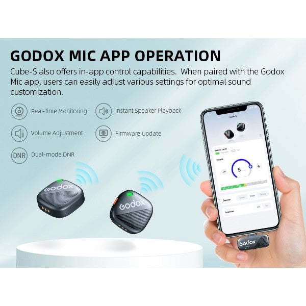 New! Godox Cube-SC Black/White 2-Person Wireless Microphone System with USB-C Connector for Mobile Devices (2.4 GHz).