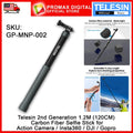 Telesin GP-MNP-002 2nd Generation 1.2M (120CM)  Carbon Fiber Selfie Stick for Action Camera / Insta360 / DJI / Gopro