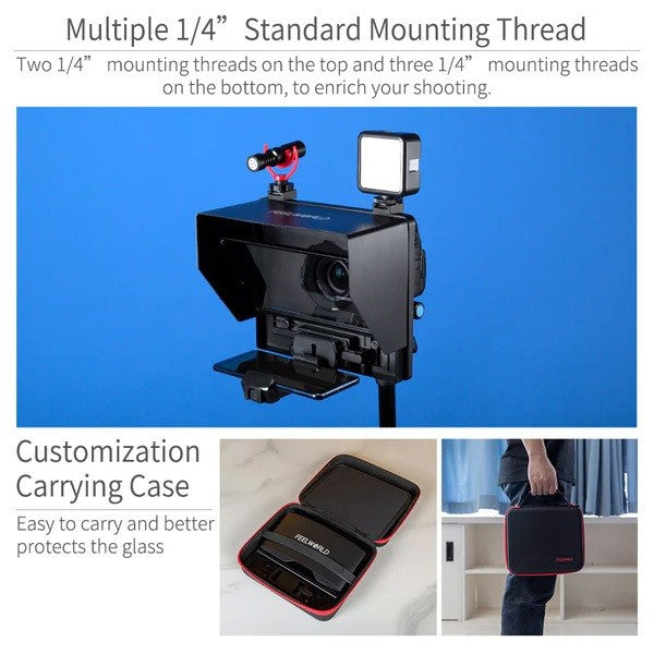 FEELWORLD TP10 10 Inch Portable Folding Teleprompter For Smartphone/Tablet/Camera