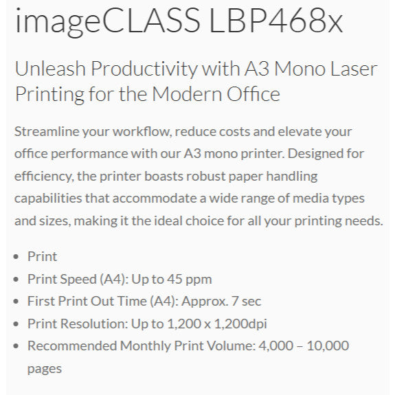 Canon image CLASS LBP468x Unleash Productivity with A3 Laser Printer Is Ready Stock!!!