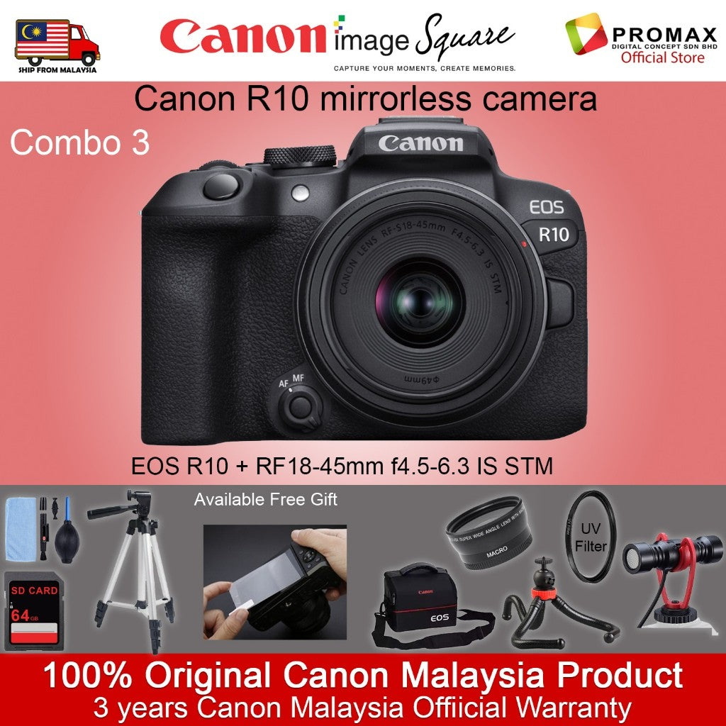 Canon EOS R10 Mirrorless Camera RF-S 18-45MM RF-S 18-150MM (Ready Stock!!)