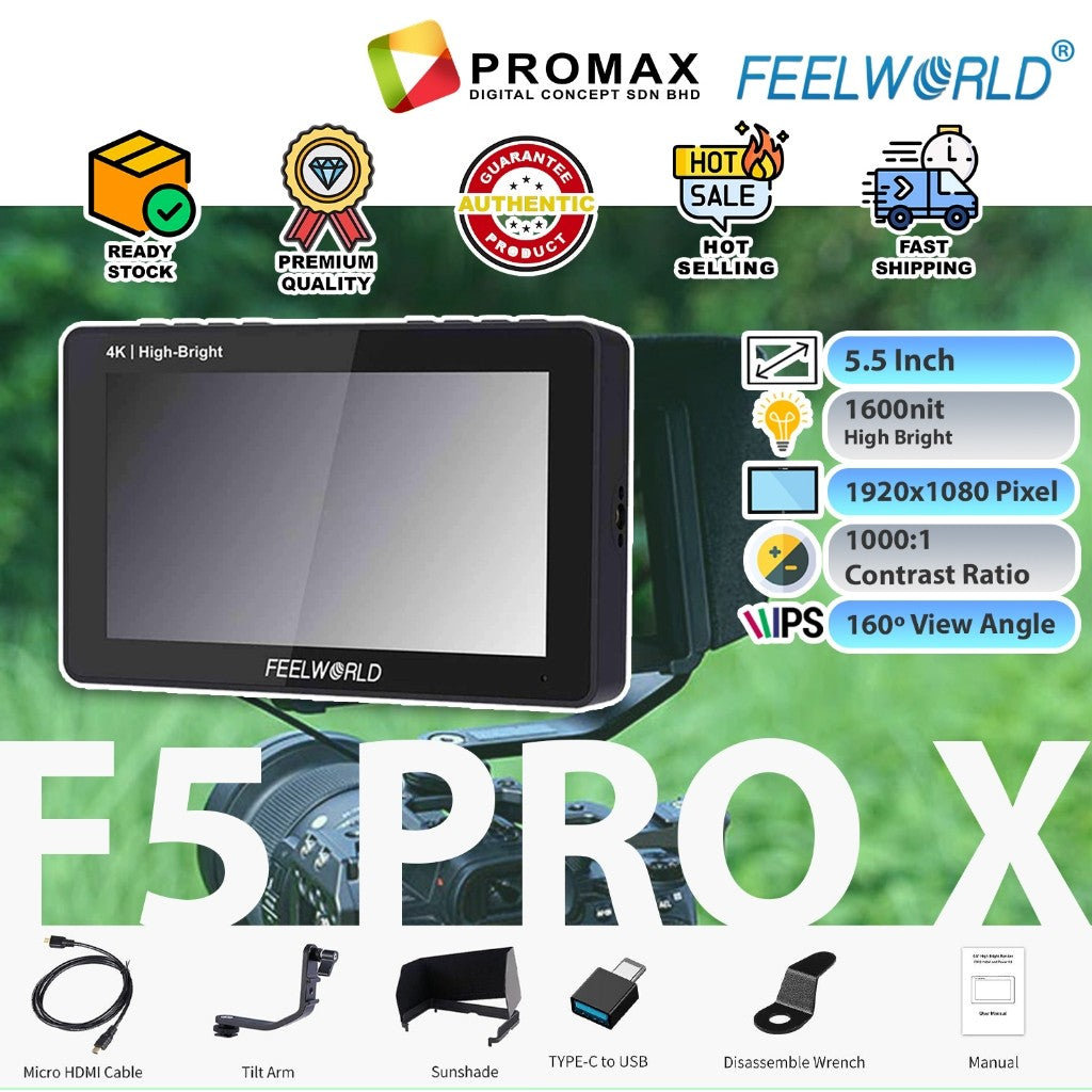 FEELWORLD F5 PRO V4 6" Inch 4K / F5 Pro X 5.5" Touch Screen Monitor Field 3D LUT HDMI Video Monitor DSLR Camera