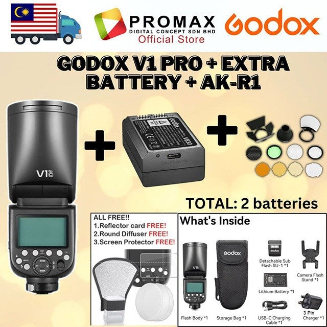 (Many Free Gift)!!Godox V1Pro V1 Pro V1C V1N V1S Flash Speedlight Round TTL Li-ion Round Head Camera Flash V1 Pro V1-Pro