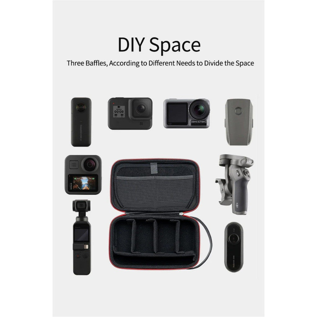 New Version TELESIN GP-PRC-278-02 Waterproof Portable Adjustable Space Storage Bag Hard Case for GoPro Osmo Insta360 DJI