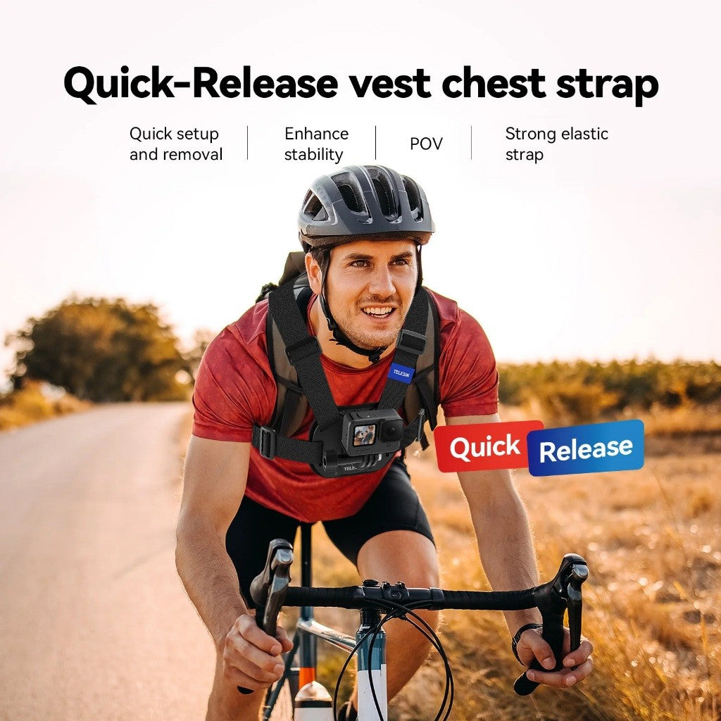 TELESIN S2-CGP-01 / S2-CGP-01GY Quick-Release Vest Chest Mount Strap Chesty for Action Cam Gopro Osmo Insta360 DJI