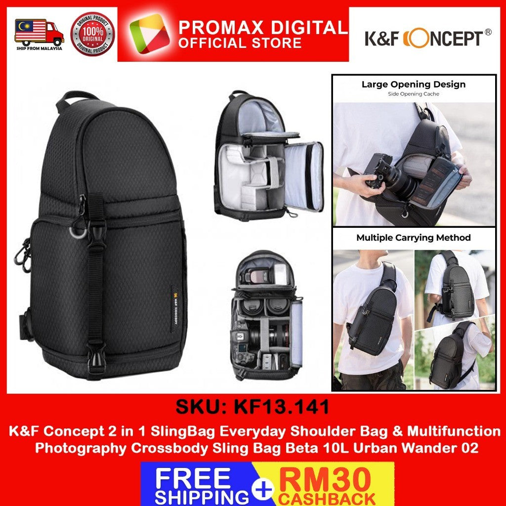 K&F CONCEPT 2 IN 1 SLING BAG BETA 10L EVERYDAY SHOULDER BAG & MULTIFUNCTION CROSSBODY KF13.141