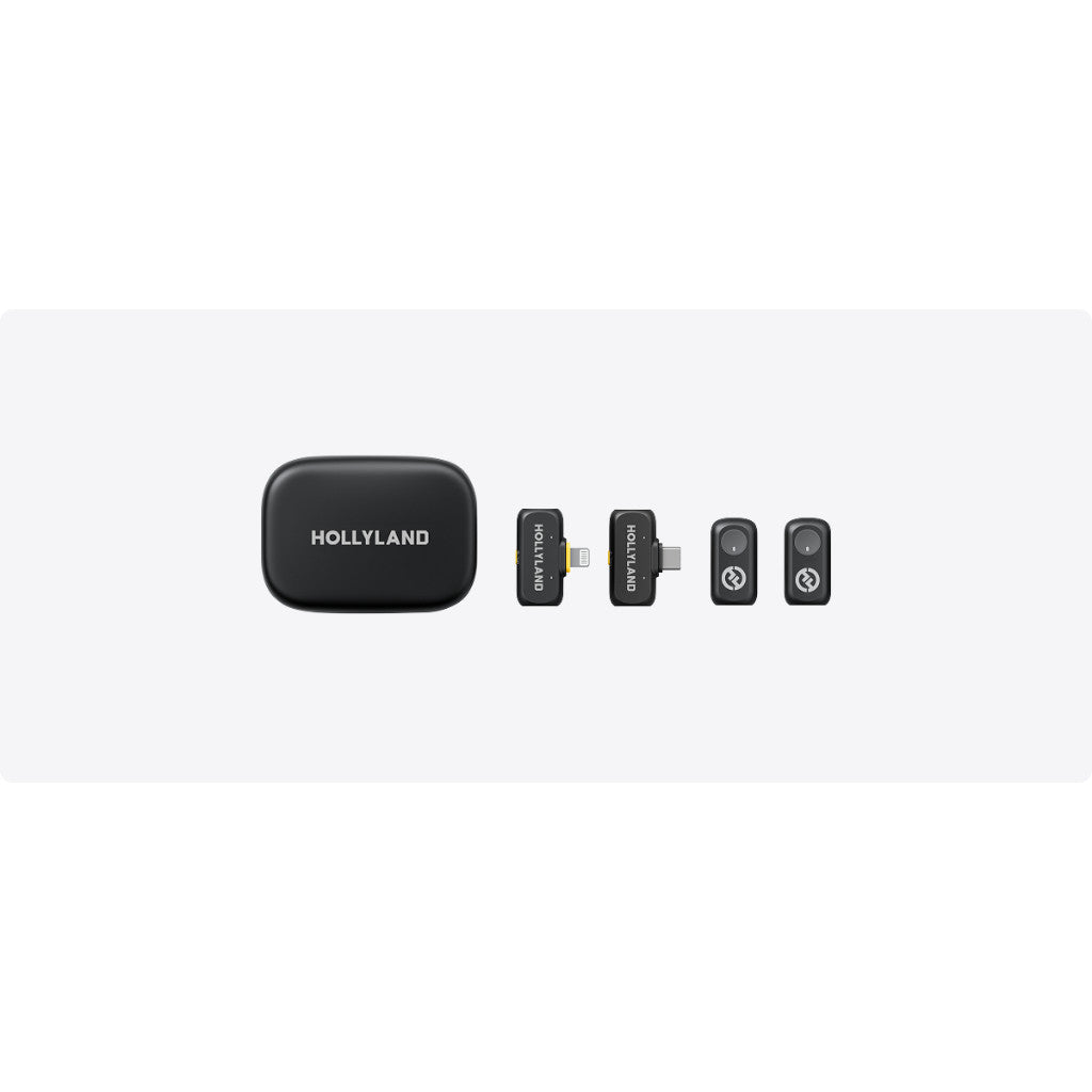 Hollyland LARK A1 Mini Duo 2-Person Wireless Microphone System with USB-C Connector for Mobile Devices (Space Gray, 2.4