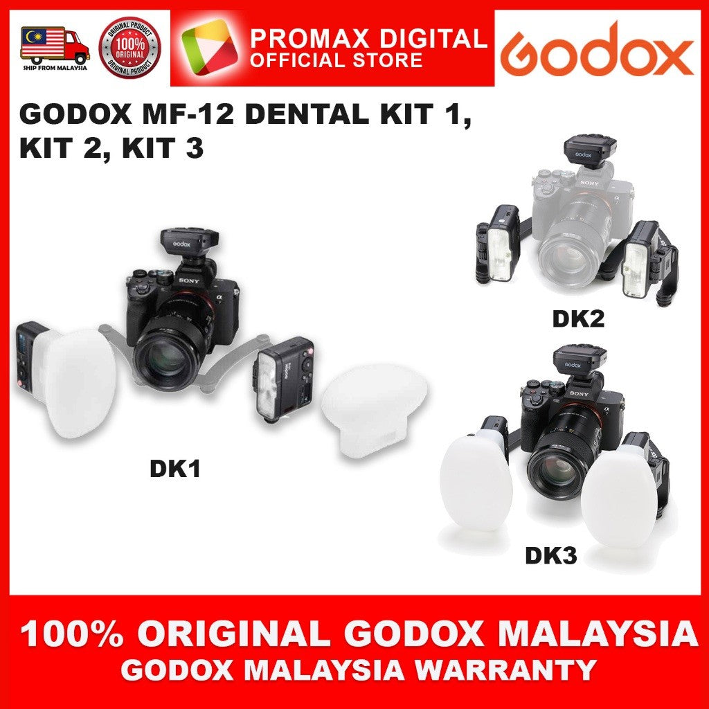 Godox MF12-DK1 / MF12-DK2 / MF12-DK3 Dental Macro Flash Kit Twin Dental Photography Macro-Flash Kit