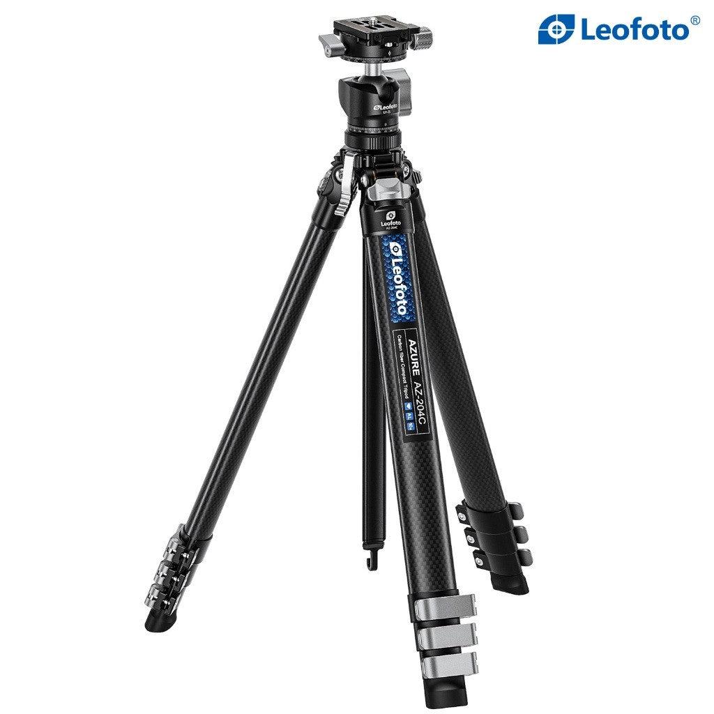 LEOFOTO AZURE TRIPOD AZ-204C and L25R BALLHEAD CARBON FIBER TRAVEL TRIPOD
