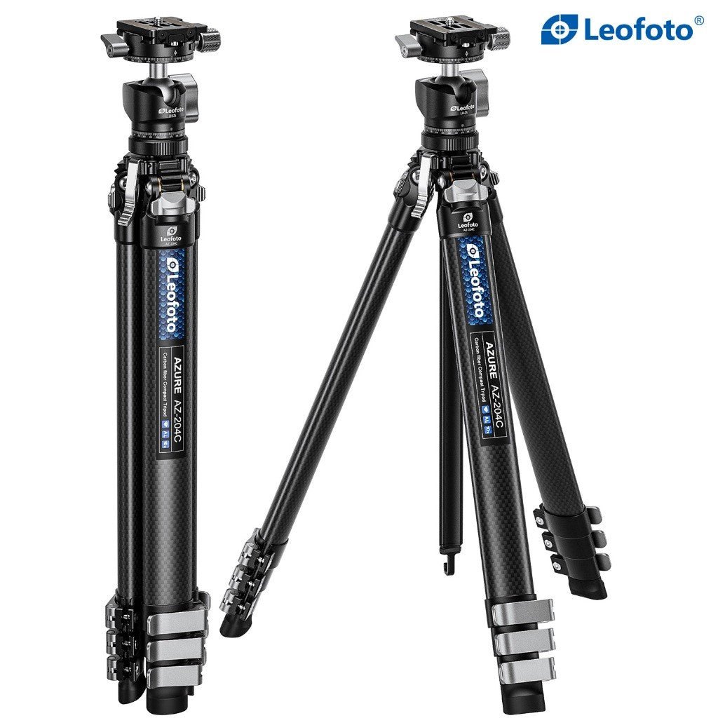 LEOFOTO AZURE TRIPOD AZ-204C and L25R BALLHEAD CARBON FIBER TRAVEL TRIPOD