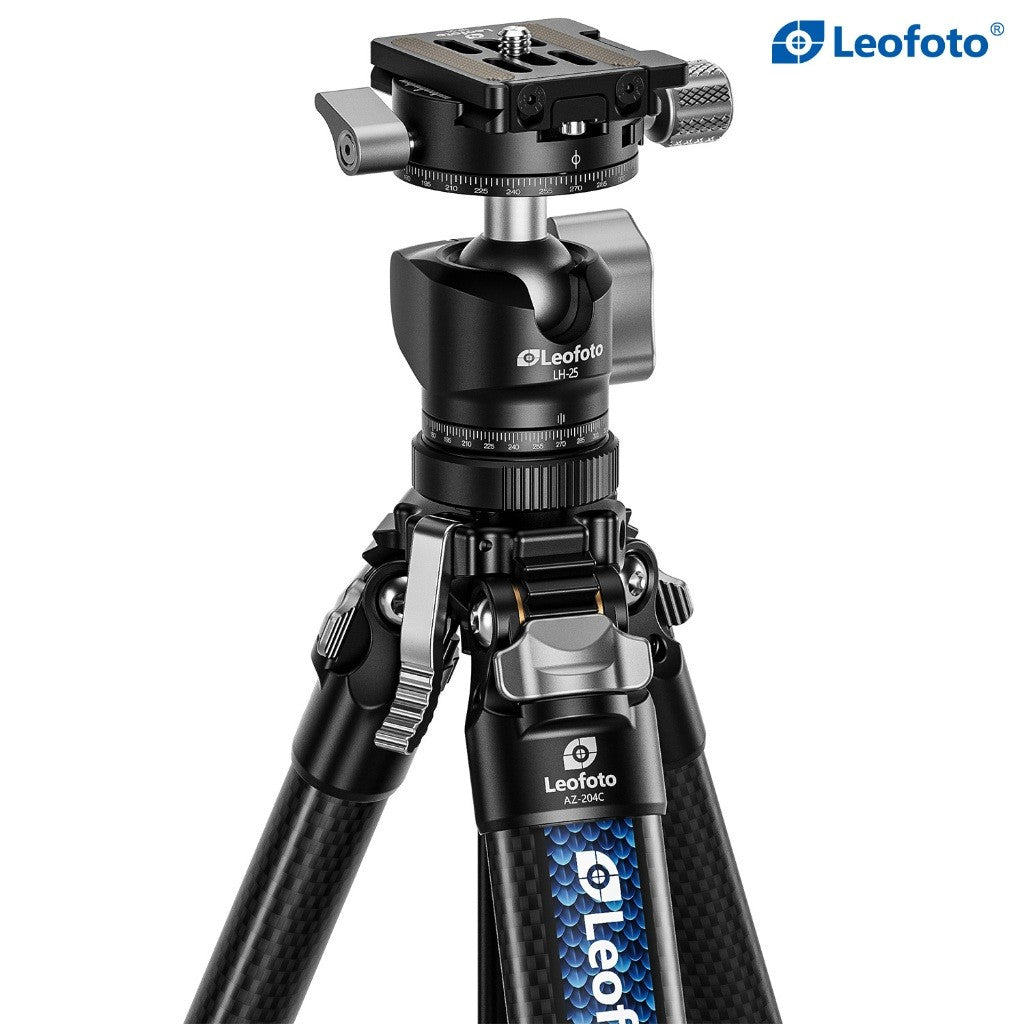 LEOFOTO AZURE TRIPOD AZ-204C and L25R BALLHEAD CARBON FIBER TRAVEL TRIPOD