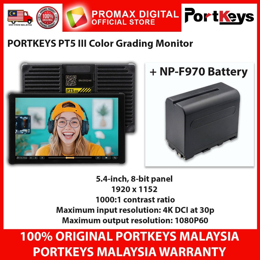 PORTKEYS PT5III COLOR GRADING MONITOR 5.4-inch touchscreen monitor with HDMI input/output ports PT5