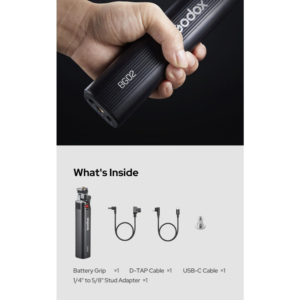 GODOX BG02 BATTERY GRIP FOR GODOX AD200 , AD200Pro , AD200Pro II , AD300Pro ,  ML100Bi And ML100R