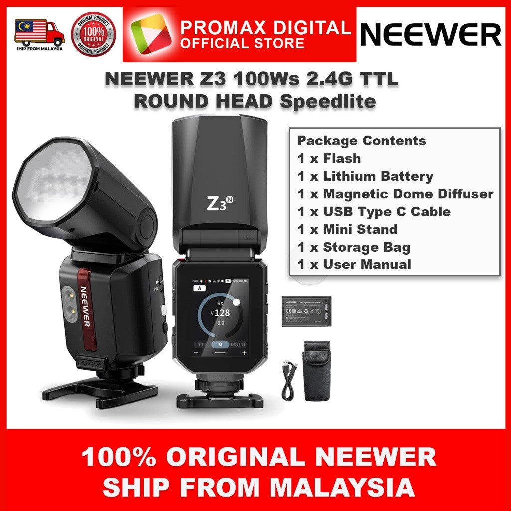 NEEWER Z3 100Ws 2.4G TTL Round Head Flash Speedlite Camera Flash Same like Godox V100