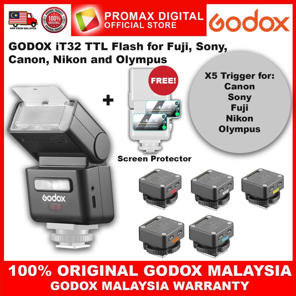 GODOX iT32 TTL Flash for Canon Fuji Sony Nikon Olympus with X5 Trigger IT32 it32