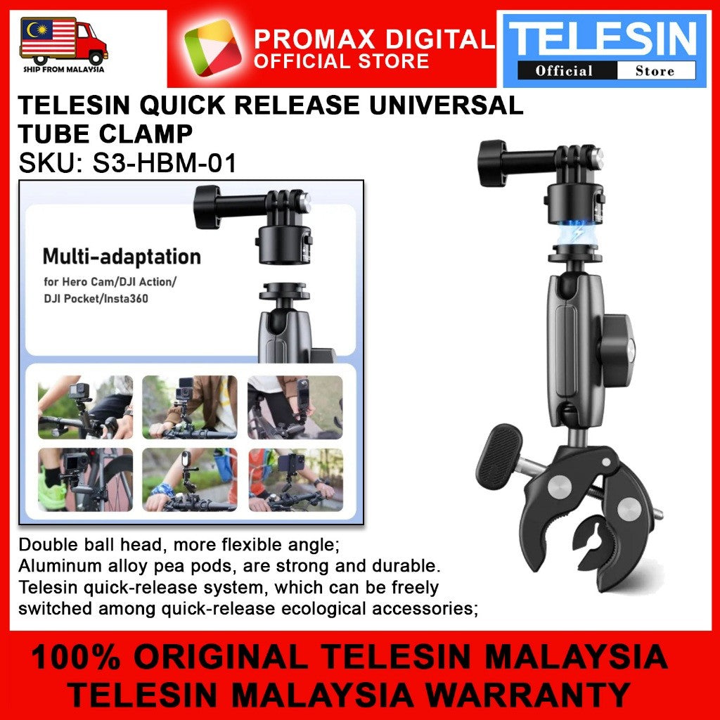 TELESIN S3-HBM-01 QUICK RELEASE UNIVERSAL TUBE CLAMP FOR CAMERA