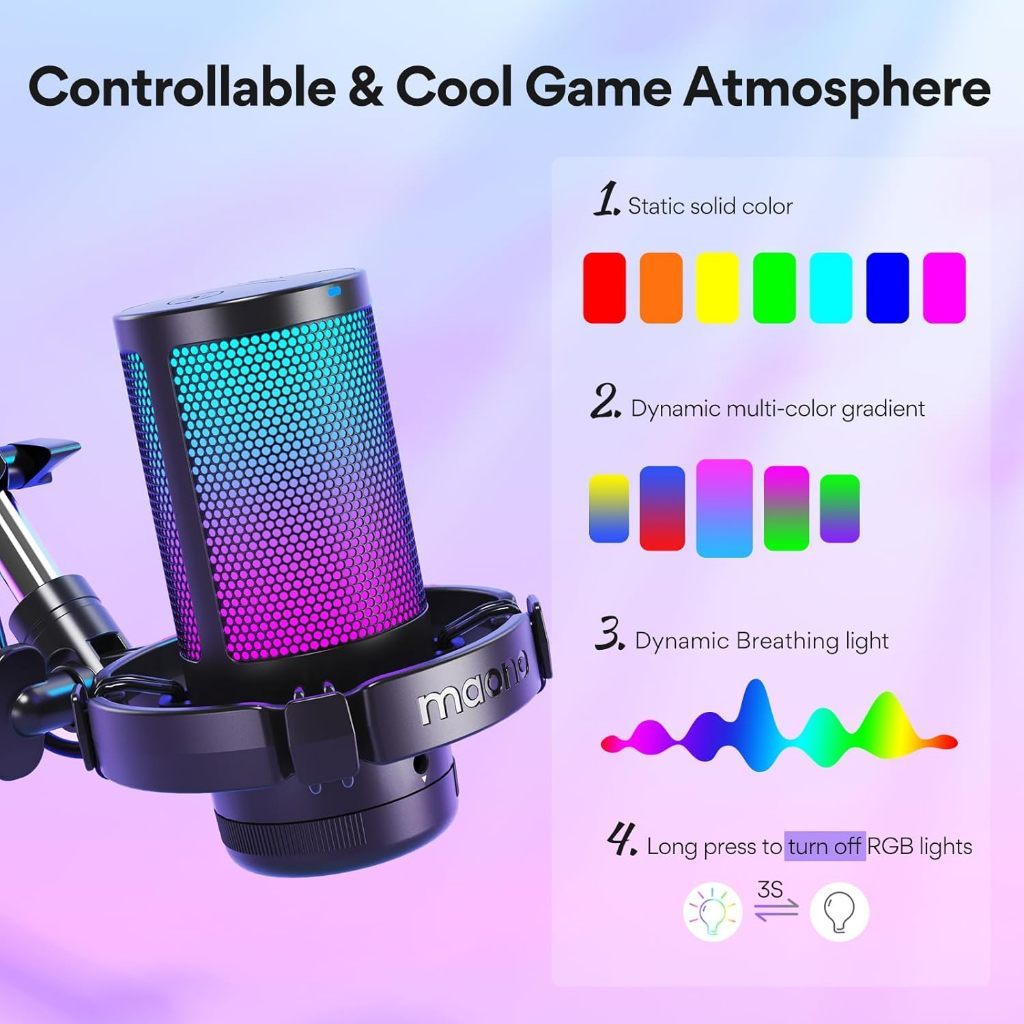 MAONO DGM20S RGB USB CONDENSER MICROPHONE FOR GAMING PODCAST STREAMING RECORDING