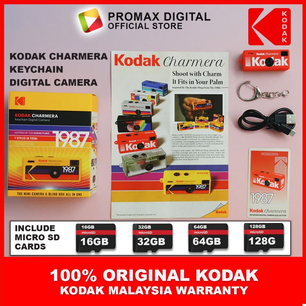 Kodak Charmera 1987 Key Chain Digital Camera (Random Style Blind Box) with Micro SD Card Kodak Charmera Blind Box