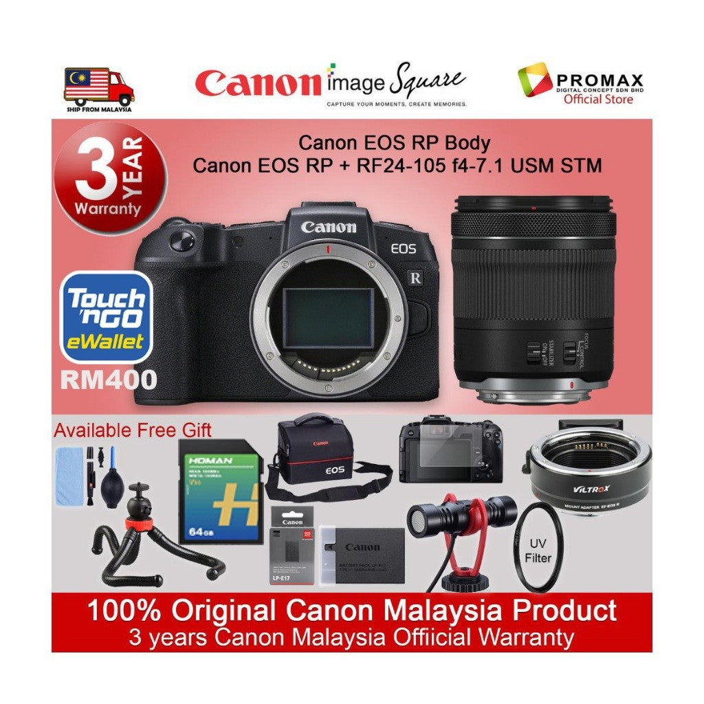 Canon EOS RP Body / with RF24-105 f4-7.1 IS STM Mirrorless Digital Camera (CANON MALAYSIA WARRANTY)