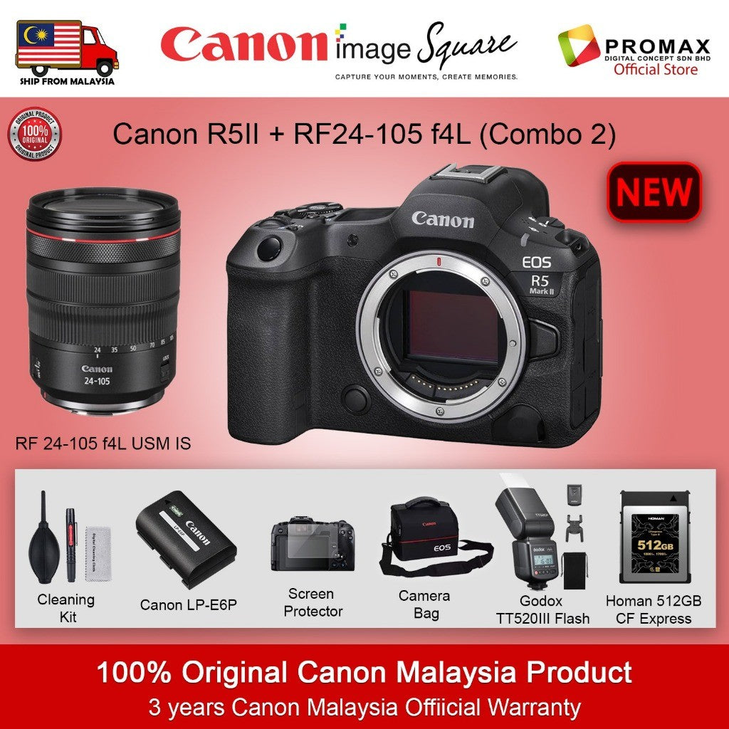 Canon EOS R5 MKII / Mark II Mirrorless Camera Full Frame + RF 24-105mm f4 L USM IS R5II