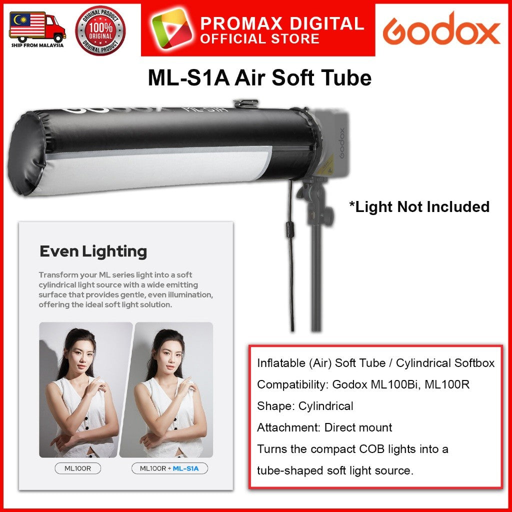 GODOX ML-S1A Air Soft Tube Inflatable Softbox for ML100Bi ML100R Foldable Portable