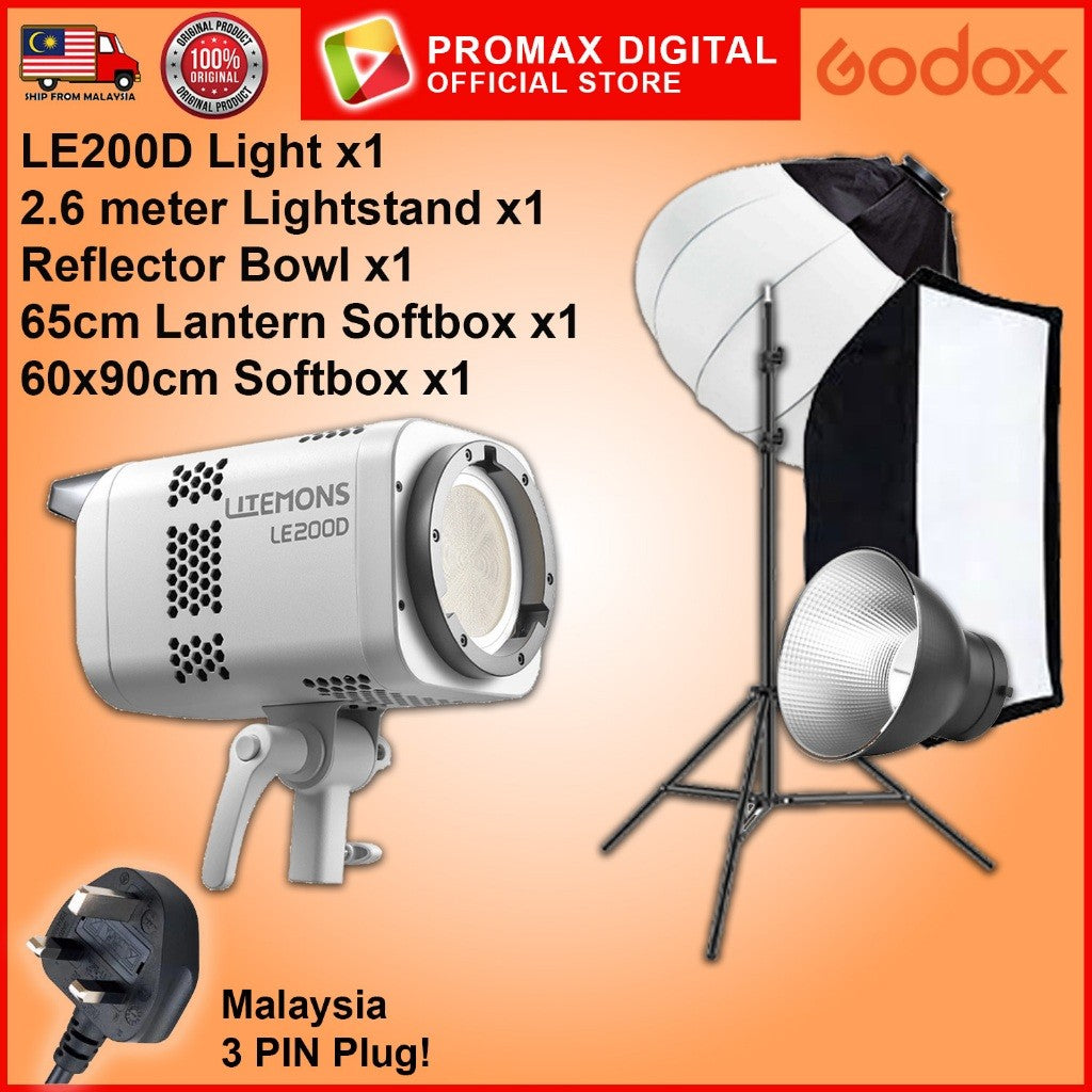 VALUE PACK!! GODOX LE200D LE200Bi LE300Bi LE600Bi  Litemons Bi-Color 2800 - 6500K Studio Light 5600K