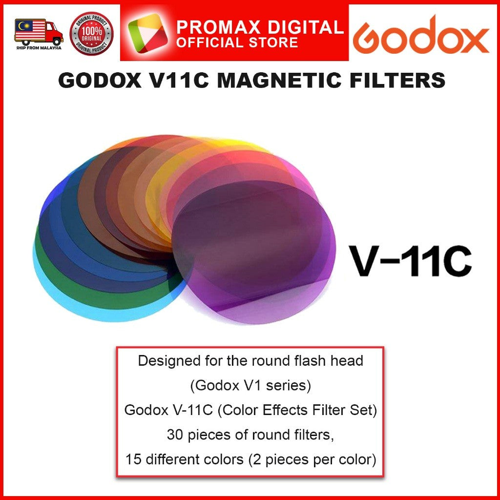 Godox V-11C V-11T and AK-R16 Magnetic Filters for Round Head Flash V1 AD200 Color Filter V11C V11T
