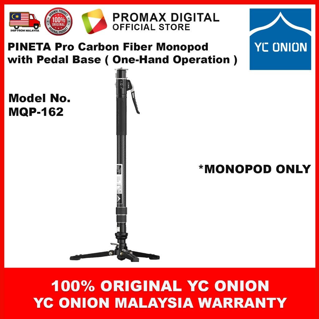 YC ONION PINETA PRO Carbon Fiber Monopod MQP-162 / MQP-16260S (One-Hand Operation) with FH-60 BC44 BF44 Accessories