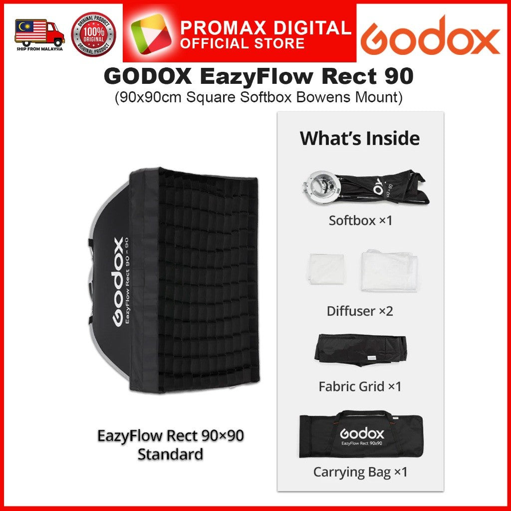 GODOX EazyFlow Rect Series Foldable Softbox with Grid Portable Lightweight Easy Set Up Bowens Mount