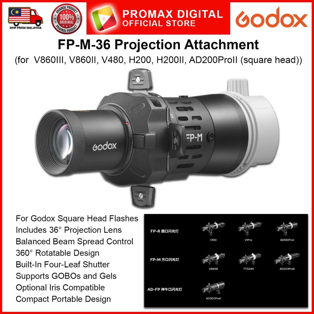 Godox AD-FP FP-R FP-M Projection Attachment for TTL, Square, Round Head Flash AD300ProII AD300Pro