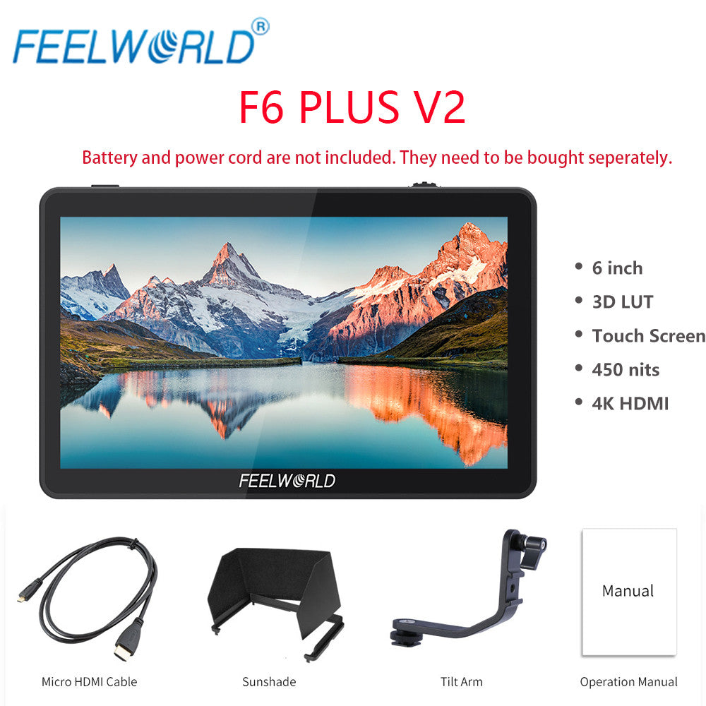 FEELWORLD F6 Plus V2 6 Inch IPS 3D LUT Touch Screen 4K HDMI Camera Field Monitor
