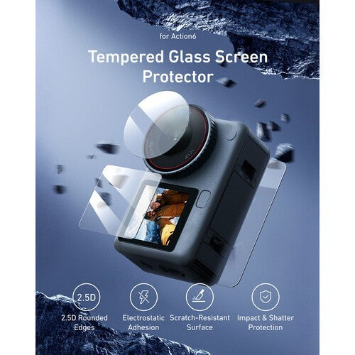 TELESIN S6-FLM-25 TEMPERED GLASS SCREEN PROTECTOR FOR DJI ACTION 6 (1 SET) ACTION CAMERA