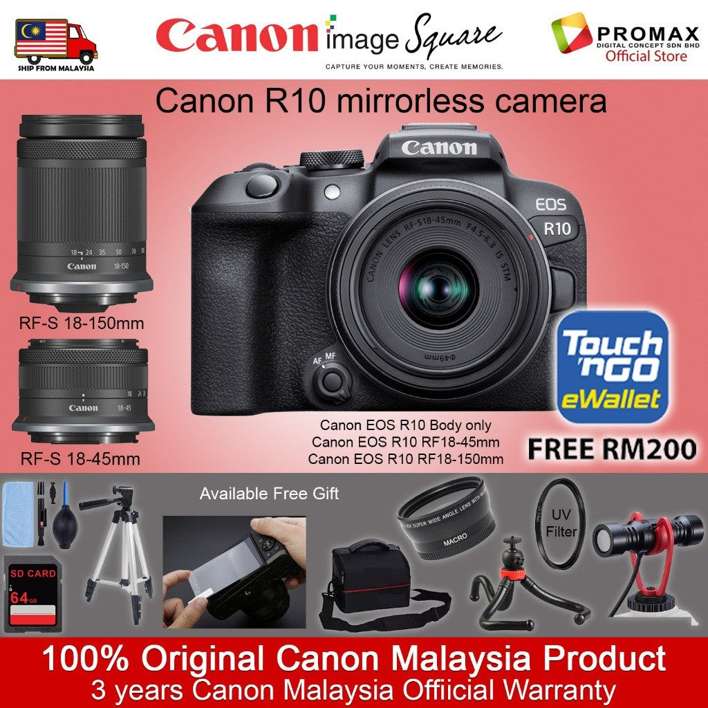Canon EOS R10 Mirrorless Camera RF-S 18-45MM RF-S 18-150MM (Ready Stock!!)