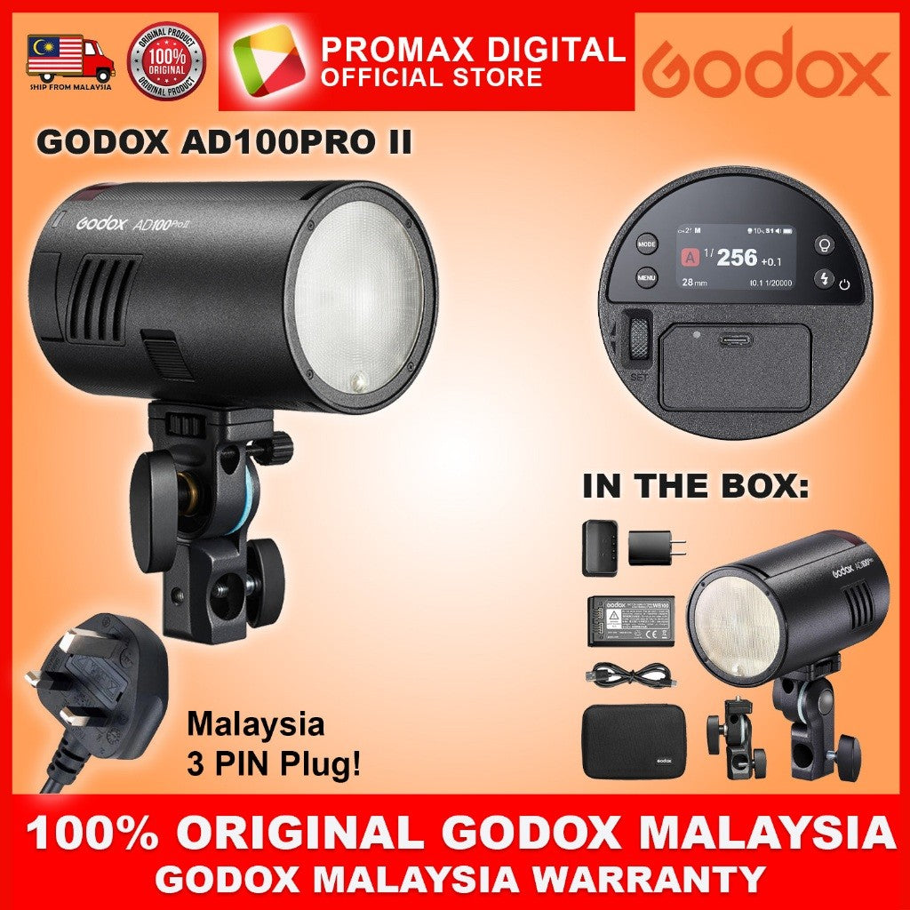 GODOX AD100PRO II POCKET FLASH LED MODELLING USB C CHARGING STUDIO FLASH LIGHT AD100PROII