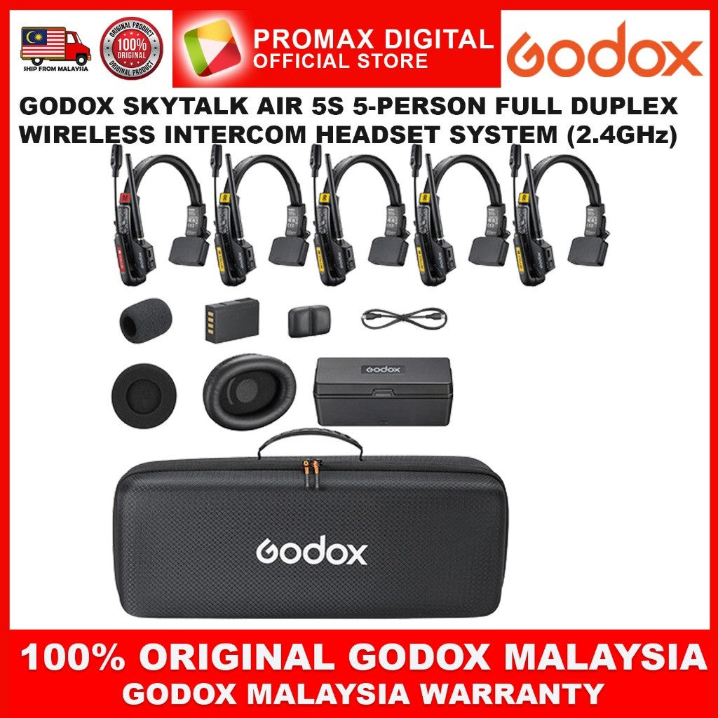 GODOX SKYTALK AIR 4S 5S FULL DUPLEX WIRELESS INTERCOM HEADSET SYSTEM (2.4GHz) SKY TALK