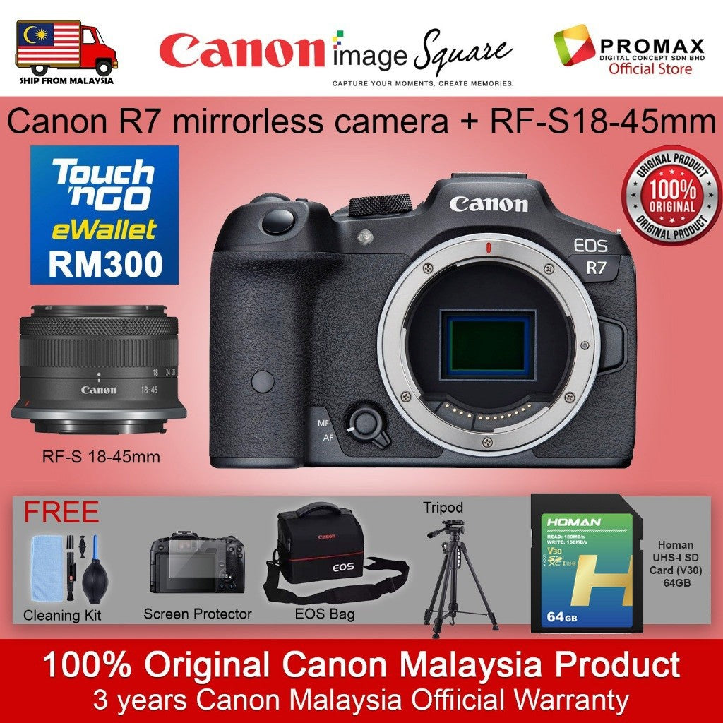 READY STOCK! CANON EOS R7 BODY / KIT Mirrorless Camera RF-S 18-45MM / 18-150MM FREE MEMORY CARD