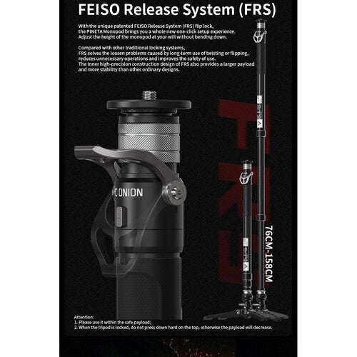 YC Onion PINETA 2.0 CARBON FIBER MONOPOD (ONE STEP HEIGHT ADJUSTMENT) PAYLOAD 10KG