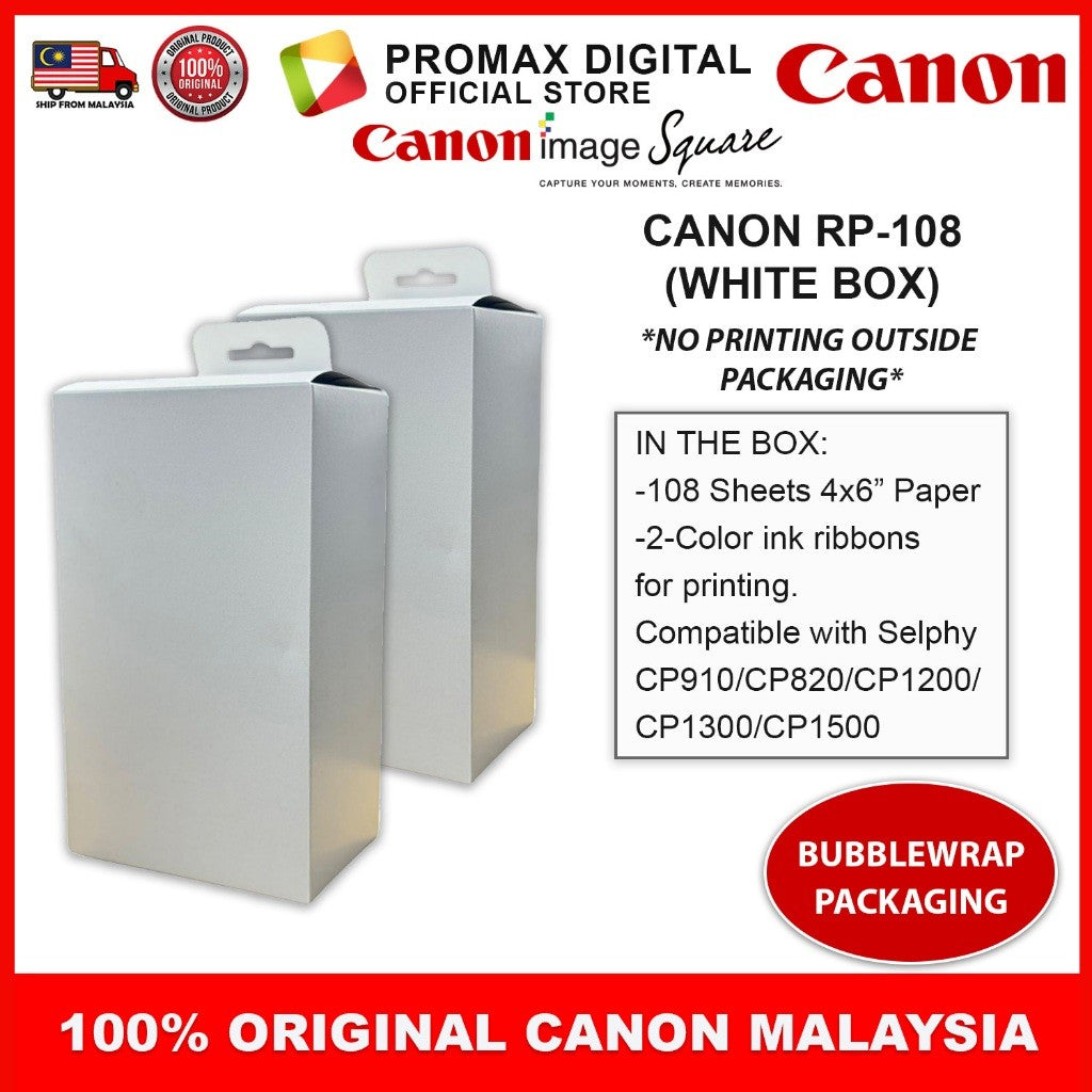 Canon RP-108 RP108 Color Ink & 4R Paper Set Twin Pack For Selphy printer CP910 CP1200 CP1300