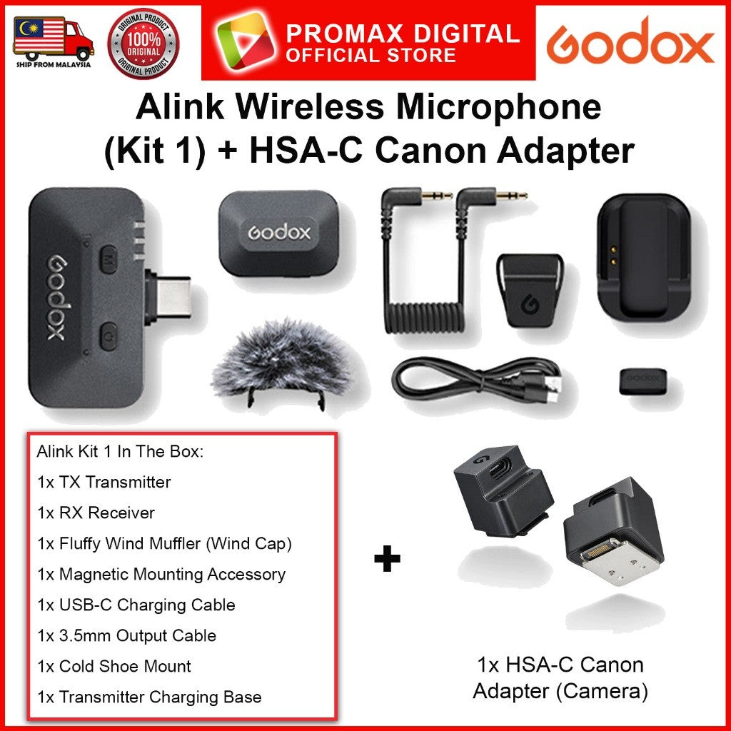 Godox Alink Wireless Microphone Kit 1 Kit 2 HSA-S HSA-C Hot Shoe Adapter For Cameras HSAS HSAC