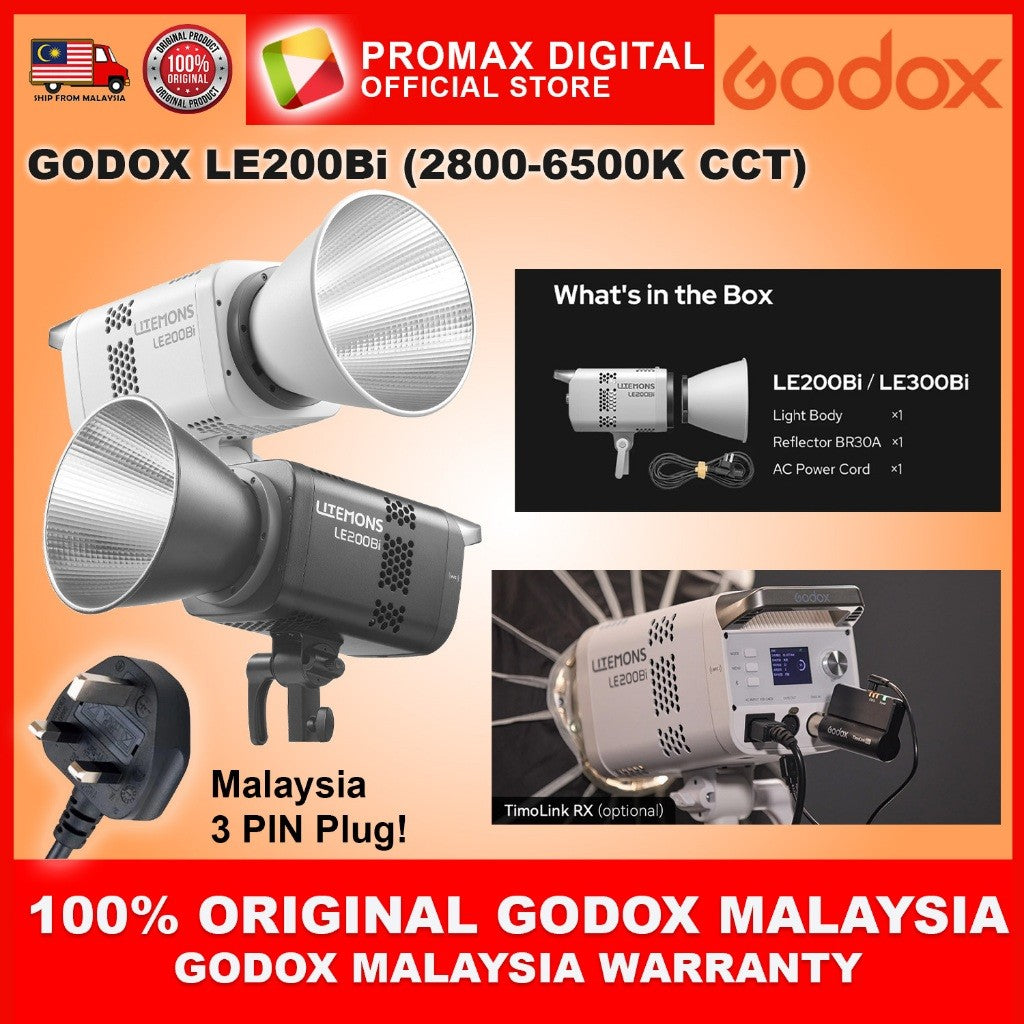 GODOX Litemons LE200D Daylight LE200Bi Bi-Color 2800-6500K CCT LED Monolight Studio Light