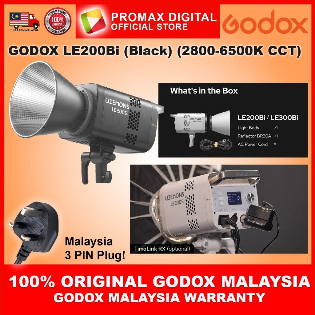 GODOX Litemons LE200D Daylight LE200Bi Bi-Color 2800-6500K CCT LED Monolight Studio Light