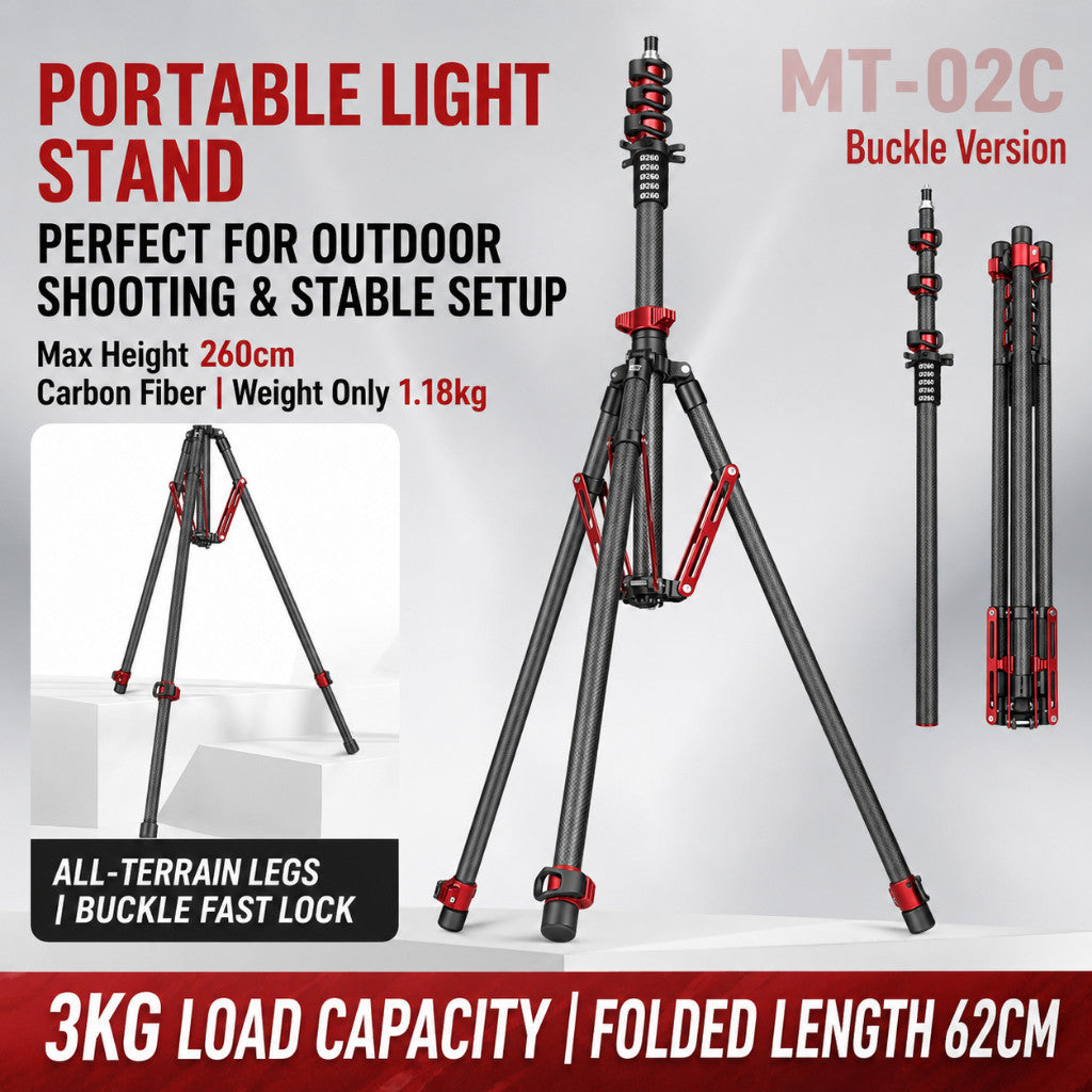 QZSD MT-02 MT-02C PORTABLE LIGHTSTAND MAX LOAD UP TO 3KG EASY SET UP