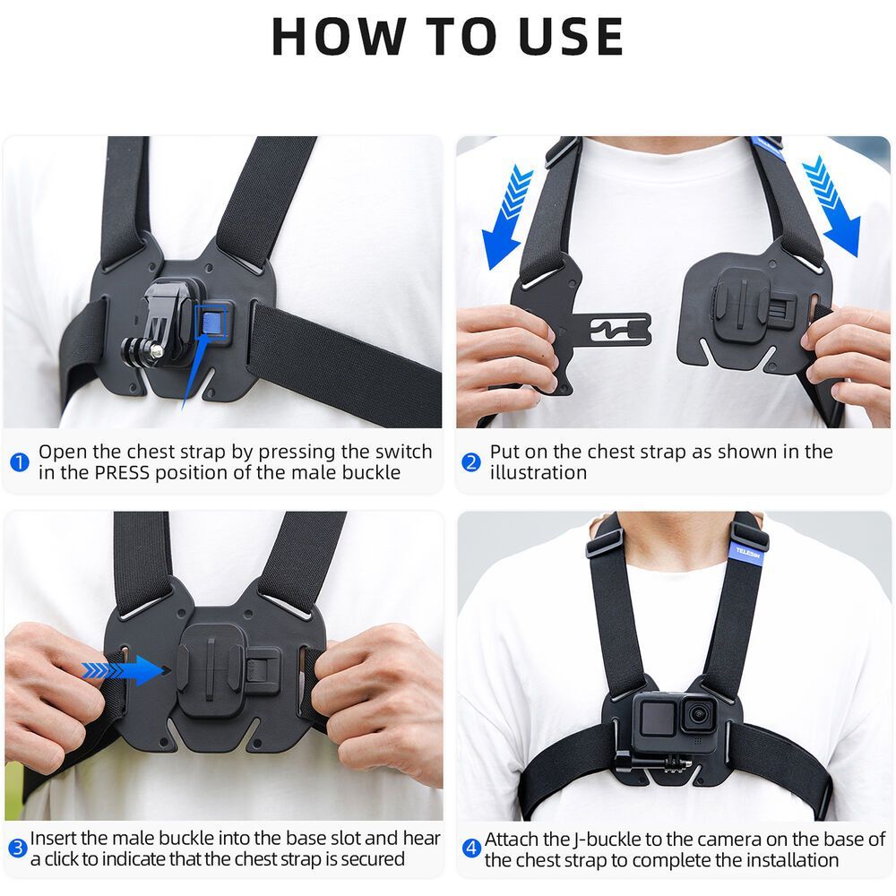 TELESIN GP-UCS-001 VEST CHEST STRAP V2 FOR ACTION CAMERAS QUICK RELEASE CAMERA ACCESORRIES